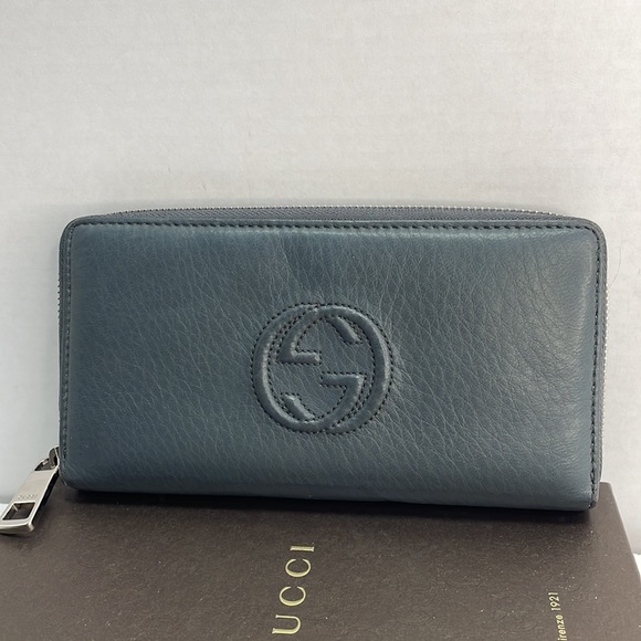 Authentic soho GUCCI gray leather wallet with Box, card, book and COA - Picture 3 of 15